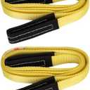 XSTRAP STANDARD 2PK 1''x 8FT Lift Sling Web Strap/Wear Guard End, Heavy Duty Flat Eye Lifting Sling with 2 Reinforced Loops for Tree Saver Lifting Furniture Appliances Machine