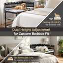 Bedside Dog Bed for Large Dogs, 35.4"x24.6" Dual Height Adjustable Pet Bed, Sturdy Metal Frame with 2-Side Guardrail, Bottom Storage Shelf & Washable Plush Mat