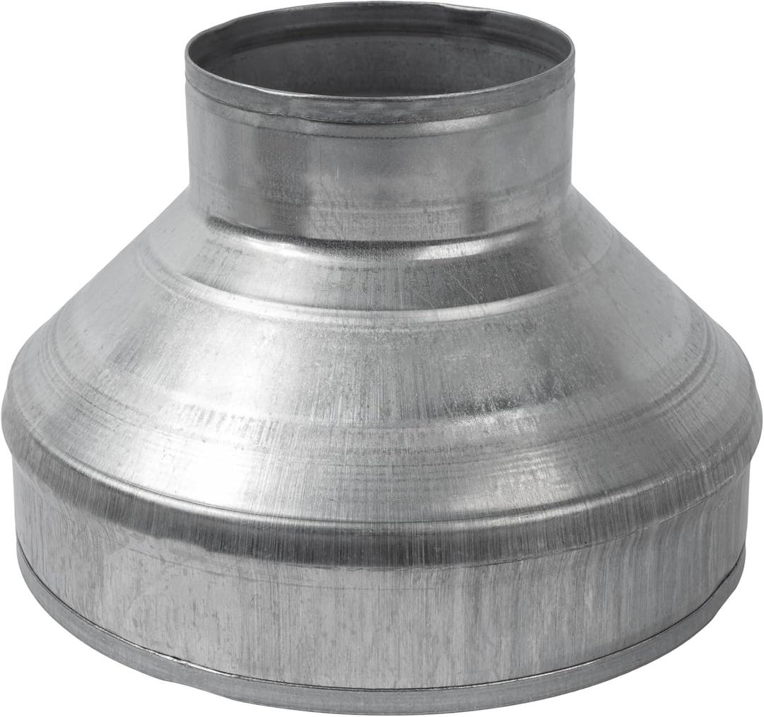 8" to 4" Inch Galvanized Steel Round Duct Reducer - Pipe Fitting Increaser Reducer - Drain, Waste and Vent Conduit Transition Adapter - Metal Tube Reducing Coupling