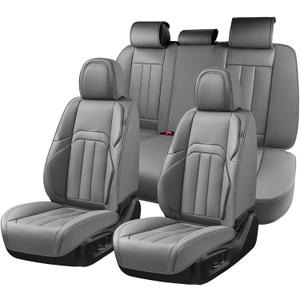 Coverado Car Seat Cover, Cover for Cars Full Seat, Premium Leather, Universal Fit Waterproof Seat Protectors, Car Seat Cushion Non-Slip for Most Cars-Gray