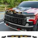 Hood Protector with LED Light Compatible with 2019-2026 Dodge RAM 1500 Hood Deflector Glossy Black Three Section Lightshield Replacement for 2019-2026 Dodge RAM Accessories