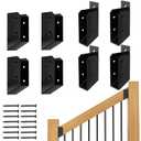 FMhotu 30 Stair Angle Stainless Steel Deck Railing Brackets Connectors for 2"x4" (Actual 1.5"x3.5") Railing Wood Post Stair Fence Railing Connectors with Coated Wood Screws,(4 Pair/Black)