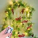 Christmas Garlands 6.56FT 30 LED Remote Garlands with Lights Battery Operated Pine Garland with Artificial Greenery Garland Christmas Decorations Timer & 8 Flash Modes
