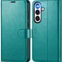 TUCCH Wallet Case for Galaxy S25 FE, Magnetic PU Leather Kickstand [RFID Blocking] 4 Card Slots Folio Phone Cover with [TPU Shockproof Inner Shell] (6.7") 2025, Cyan