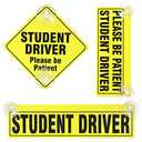 3 Pieces Student Driver Signs with Suction Cups New Driver Stickers Please Be Patient Window Cling Magnet for Car Window Removable Reusable Gifts for Beginners Driving Learner