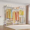 VIPEK V5 Portable Closet Wardrobe Heavy Duty Clothes Rack, Freestanding Clothing Racks with 4 Hang Rods & 8 Shelves, Adjustable Custom Closet Racks, 68.9" L x 15.7" W x 76.4" H, Max Load 890LBS, White