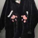 OLAOLA Wearable Blanket Hoodie for Adults - Oversized Animal Hooded Blanket - Soft Warm Cozy Sherpa Fleece Sweatshirt (Adult-black Cat)