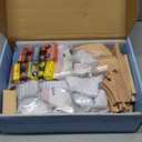 110PCS Wooden Train Set - Toy Magnetic Trains with Wooden Track Set for Kids Ages 3-8, City Scene Railway Set, Perfect Easter Birthday Gift for Grandkids Toddlers Boys Girls