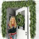 2 PCS 9 FT Christmas Cedar Garland, Artificial Real Touch Greenery Pine Garlands, Thick & Lush Realistic Green Faux Garland for Mantle Fireplace Table Indoor Outdoor Winter Christmas Decorations