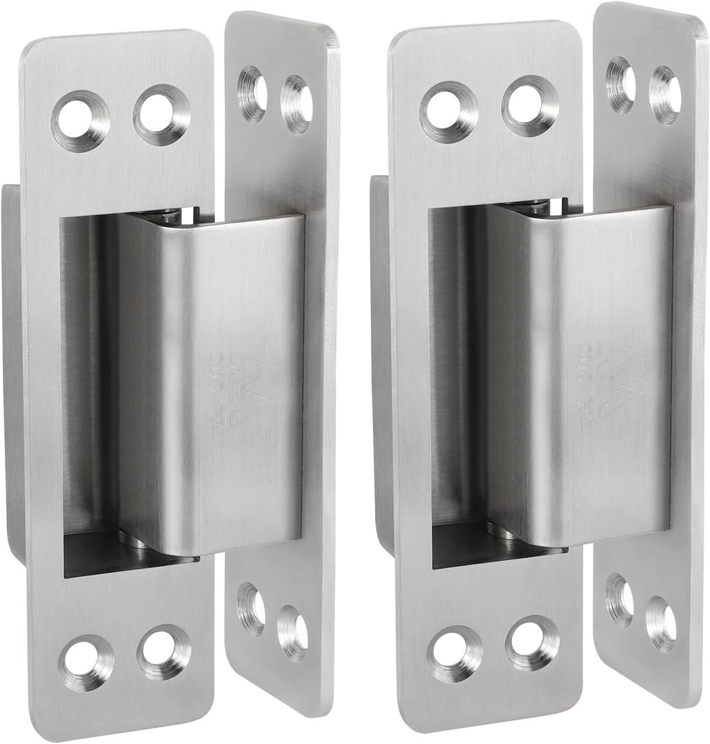 Hidden Door Hinge 5 Inch Hidden Hinges for Doors 2pcs 304 Stainless Steel Hidden Door Hinges Heavy Duty Invisible Hinge 3mm Thicknesse Hidden Hinges for Doors Silent and Smooth (5inch)