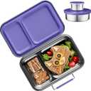 Stainless Steel Lunch Box for Kids, Leak Proof Bento Lunch Box BPA Free 304 Stainless Steel Bento Box Stainless Bento Box with Containers for School and Office(Purple)