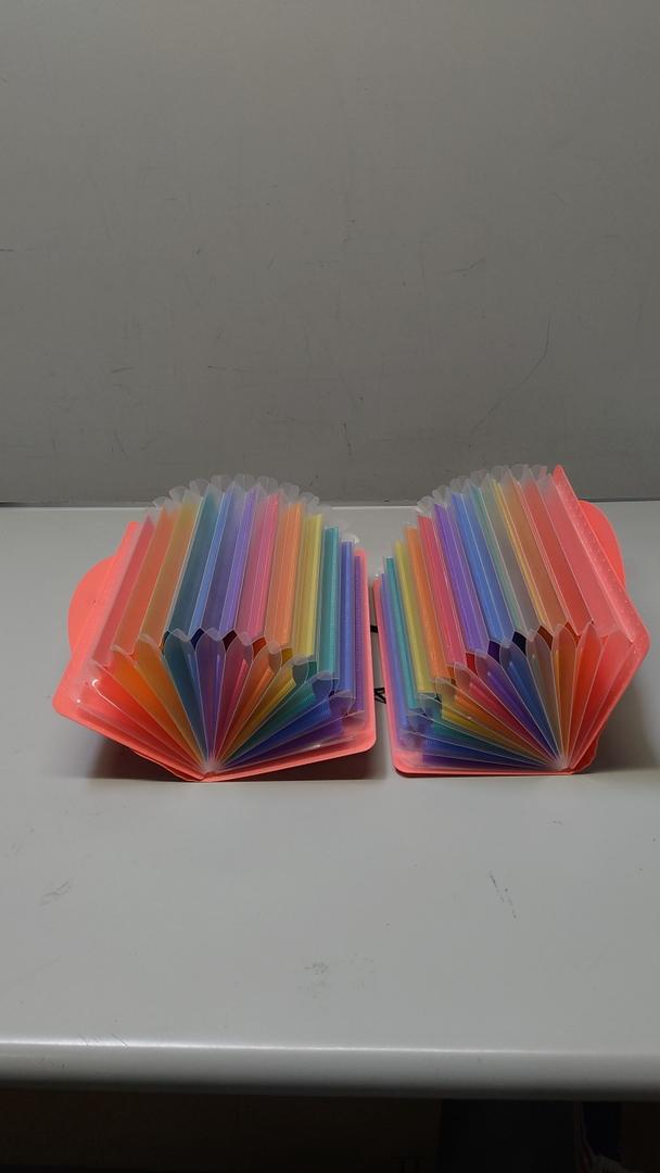 Artibetter Cute Folders for School Neon File Folders 12 Layer School Office Supplies Plastic Lightweight Easy to Carry, Pack of 2