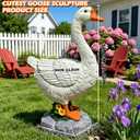 Large Porch Goose Statue Premium 20” Realistic Hollow Resin Garden Goose Stone Base with Sand-Fillable Design for Outdoor Stability Birthday Housewarming Gift for Kids Women Mom Friends