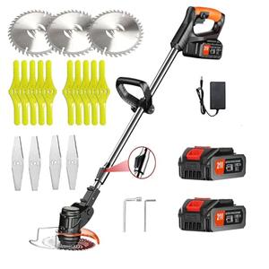 Electric Weed Wacker Battery Powered Weed Wacker Grass Trimmer 21V Grass Trimmer Cordless Lightweight Battery Weed Trimmer with 2 Batteries, Used for Lawn Garden Yard Trimming (Black)