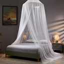 Mosquito Net Bed Canopy for Girls,King Canopy Bed Curtains Queen Size from Ceiling,Dome Mosquito Netting Bed Tent Twin Girls Canopy Bed Decor for Baby Crib,Kid Bed and Adult Beds (White Dome)
