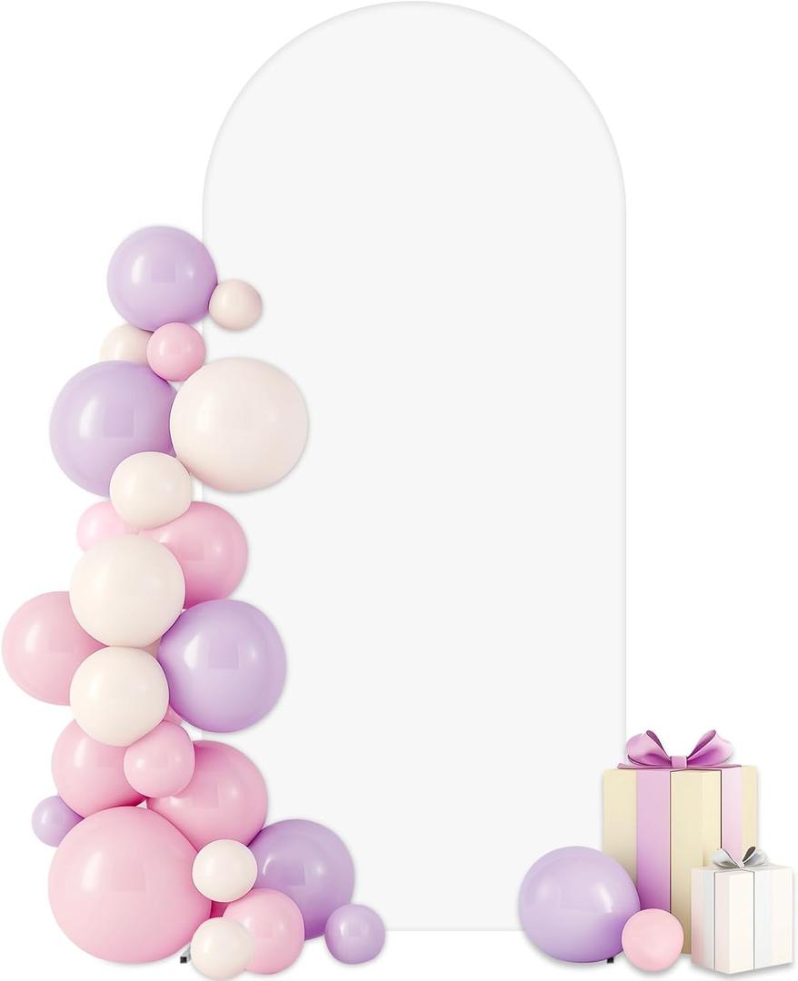 White Arch Backdrop Cover, 6FT Spandex Fitted Wedding Arch Stand Covers Round Top Chiara Arch Backdrop Stands Cover for Wedding Birthday Party Ceremony Banquet Decoration