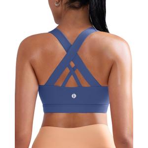 RUNNING GIRL Sports Bra for Women, Criss-Cross Back Padded Strappy Sports Bras Medium Support Yoga Bra with Removable Cups (Large, Violet Storm)