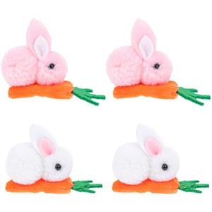 Beaupretty 12 PCS Bunny Carrot Hair Clips Easter Bunny Hair Clips Plush Rabbit Hairpins Girl Hair Clip Rabbit Hair Accessories for Birthday Easter Party