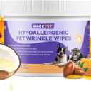HICC PET Cleansing and Deodorizing Tear Stain Wipes, with Coconut Oil to Nourish Coat, Hypoallergenic Formula, 100 Count