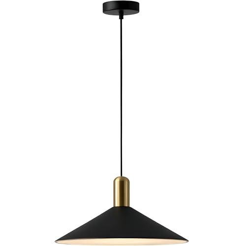 KCO Lighting Farmhouse Matte Black Barn Pendant Light 1-Light Mid Century Dome Pendant Lighting Industrial Cone Hanging Light Single Kitchen Island Light Fixture for Dining Room (Black)