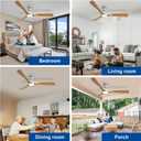 Depuley 52-Inch Ceiling Fans with Lights: Wood 3 Blade Flush Mount Low Profile Ceiling Fan for Bedroom - Dimmable Indoor Outdoor Fan with Remote APP Control Ultra Quiet DC Motor Timer