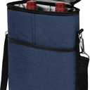 opux 2 Bottle Wine Carrier Tote, Insulated Leakproof Wine Cooler Bag, Wine Travel Bag for Picnic BYOB Beach, Portable Wine Bottle Carrying Case, Gift for Wine Lover Women Men Christmas, Navy
