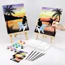 Nuberlic 2 Pack Pre Drawn Canvas for Painting Sip and Paint for Adult's Couple's Date Night Paint and Sip Kit for Outdoor Party Favor Supplies Valentine's Day Gift 8x10 inch Sunset Couple