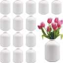15pcs 3.8 Inch White Ceramic Bud Vases Bulk, Boho Small Vases in Bulk for Flowers, Mini Vases for Centerpieces for Dry Flowers, Pampas Garss for Home Wedding Party Table Decor