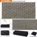 SAND MINE Waterproof Outdoor Rug 10x20 ft, Plastic Reversible Rug, Modern Area Rug, Large Floor Mat for Outdoors, RV, Patio, Backyard, Deck, Picnic, Beach, Camping, Black & Beige