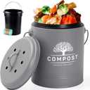 Perfnique Kitchen Compost Bin, 1.3 Gallon Countertop Compost Bin with Lid, Indoor Compost Includes Inner Liner and Carbon Filter, Small Compost Bin with Bags (with Bags, Grey) (Gray)