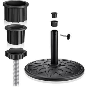 Zhengmy 3 Pcs Patio Umbrella Base Hole Ring Cover and Cap Umbrella Stand Replacement Screw Part with M8 Thread Hand Knob Threaded Plastic Knobs Patio Black Handle Replacement Parts