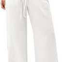 Women's Straight Wide Leg Pants Drawstring Waisted Casual Long Trousers with Pockets S