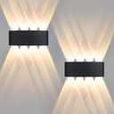 Wall Sconces Set of Two, Indoor Modern Black Wall Lighting Decor Fixtures, 8W Interior Up and Down Wall Mount Light 3000K Warm White for Hallway Living Room Bedroom