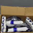 I00000 350 Pcs Dark Blue Plastic Plates,Clear Disposable Plates for 50 Guests,Blue Dinnerware Include 50 Dinner Plate 50 Dessert Plate,50 Cups,50 Pre Rolled Napkins with Cutlery Set for Party,Wedding