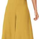 ROYLAMP Women's Summer 2 Piece Outfits Round Neck Crop Basic Top Cropped Wide Leg Pants Set Jumpsuits (Yellow), XS