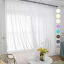 ABCHOME Ivory Sheer Curtains 90 Inches Long 2 Panels,Rod Pocket Voile Semi Sheer Window Curtains for Kitchen, Bedroom and Living Room (Ivory, 52 W x 90 L)