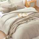 WRENSONGE Oversized Queen Comforter Set - 3 Pieces Prewashed Light Oatmeal Comforter Soft Lightweight for All Seasons,Down Alternative Comforters Oversized Queen Size with 2 Pillow Shams