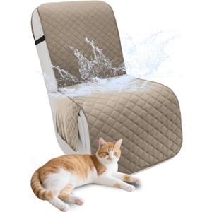 Recliner Sofa Covers 100% Waterproof Velvet L Shape Recliner Couch Covers for Dogs Pets Washable Anti Slip 1 Additional Couch Cover for Reclining Couch (Additional Seat, Khaki)