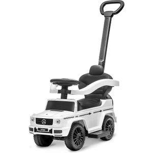 Best Ride On Cars Kids Outdoor Stroller Mercedes G-Wagon for Toddlers 1 to 3 Years Old with Music, Horn Sounds, and Handle, White, Large