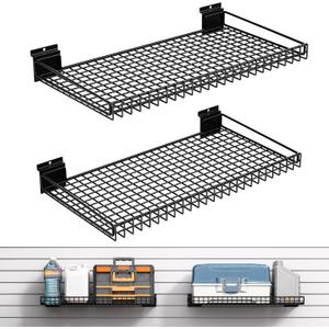 Slatwall Shelves 2 Pack 24X12 Inch, Slatwall Accessories, Black