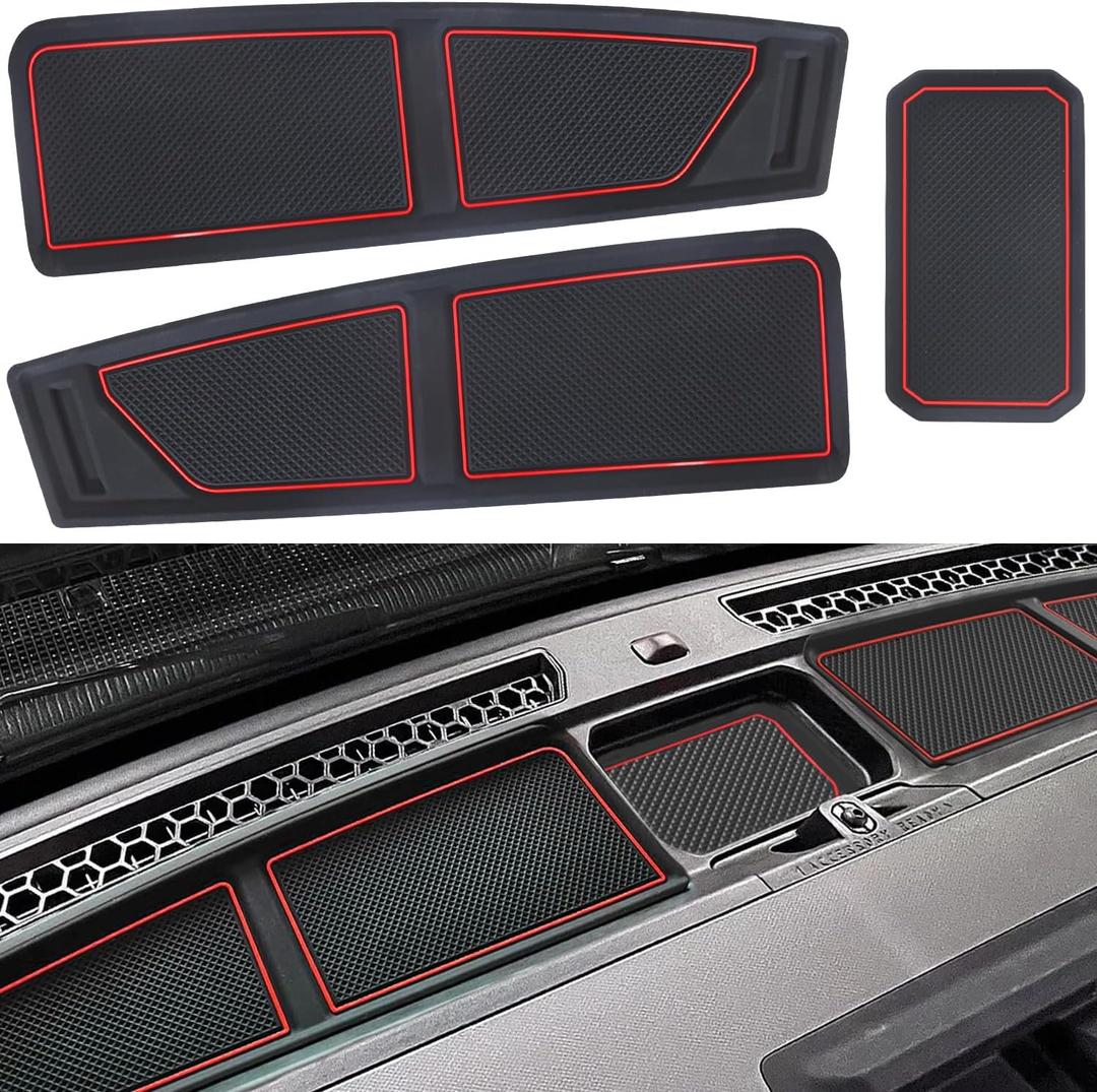 Dash Cover Tray for Ford Bronco Accessories 2021 2022 2023 2024 2025 2026, Dashboard Mat, Anti-Slip Silicone Insert, Anti Dust Interior, Dash Pad Liner for Bronco 2/4-Door (3pcs, Red Trim)