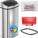 iTouchless 24 Gallon / 91L Sensor 2.0 Trash Can with Lid Commercial Grade Automatic Stainless Steel Touchless Garbage Bin, AbsorbX Odor Filter, AC Power or Battery, for Restaurant, Lobby, Home Office