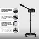 LCD Facial Steamer Professional for Clean Skin, Skin Care Use at Home, Beauty Salon, Spa with Hot Mist, Timer Function, Adjustable Height, Rolling Wheels - Black