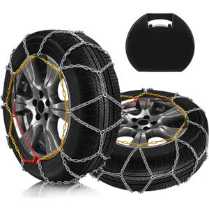 SCITOO KN140 Snow Chains Quick Easy Installation,Tire Traction Chain for Car Pickup Trucks SUV,Adjustable Universal Emergency Thickening Tire Width 235 245 255 265 275(15"16"17"18"19"20")-Set of 2