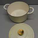 Crock-Pot Artisan 5-Quart Round Dutch Oven  Matte Linen White with Gold Knob, Enameled Cast Iron Cookware