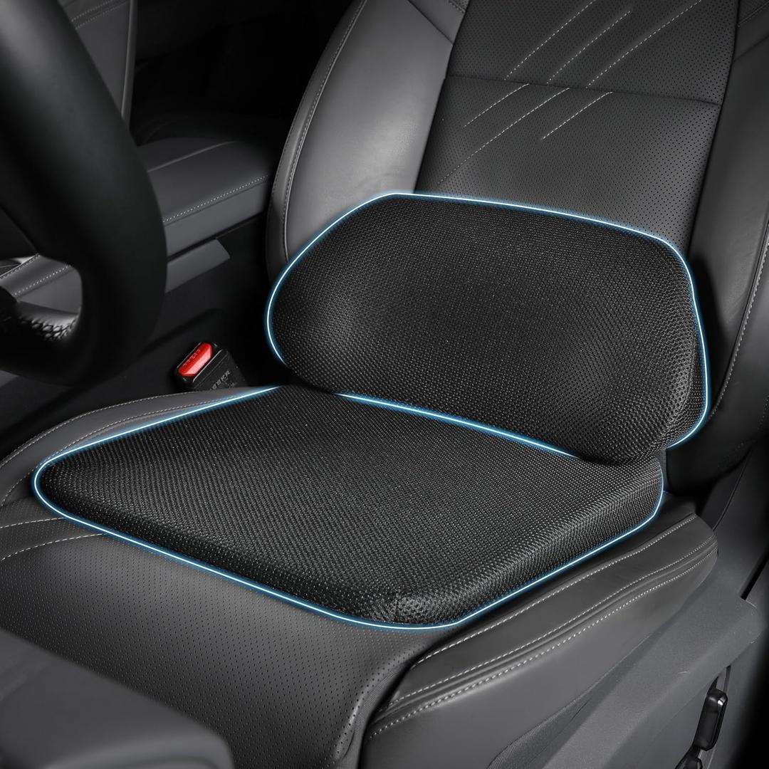 Car Seat Cushion&Lumbar Support Pillow Drive Comfort,Back Pain Relief Truck Wedge Cushion/Pillow,Snug Waist Support,Memory Foam,Soft Fabric,Breathable&Not Stuffly,Improve Posture,Office Chair