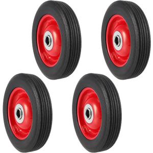 SHEUTSAN 4 Packs 6 x 1.2 Inch Solid Rubber Wheels, Hand Truck Replacement Tire with Ball Bearing, 1.25 Inches Offset Hub and 5/8 Inch Axle Diameter, 350 lbs Load Capacity