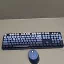 Nowlike Wireless Keyboard and Mouse Combo, Retro Typewriter Keyboard with Round Keycaps, Full-Size Ergonomic, Blue, Ideal for Windows PC, Home, Office, and College, Wireless Keyboard Mouse Combo