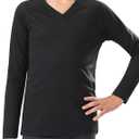 Stelle Youth Girls Athletic Performance Long Sleeve Shirts V Neck Moisture Wicking Base Layer Undershirt (M)