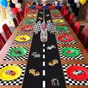 73 Pcs Race Car Party Supplies Set Include Paper Plates Checkered Placemats Road Table Runner and Mini Race Car Racing Birthday Party Decorations for Racing Track Celebrations